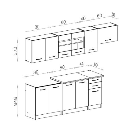 Küchenzeile MARISA 260 cm Sonoma-Eiche