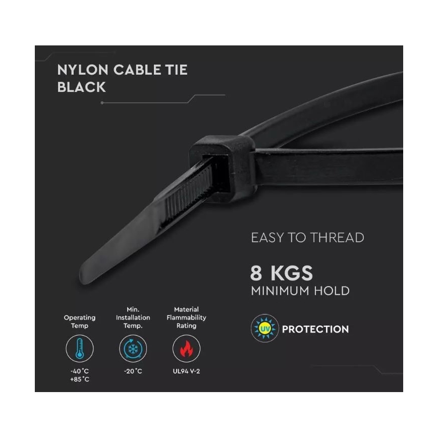 Kunststofffaltbänder 2,5x100mm 100Stk. schwarz