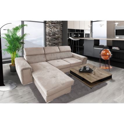 L-förmige, klappbare Universal-Ecksitzgruppe mit Stauraum SALVADA beige