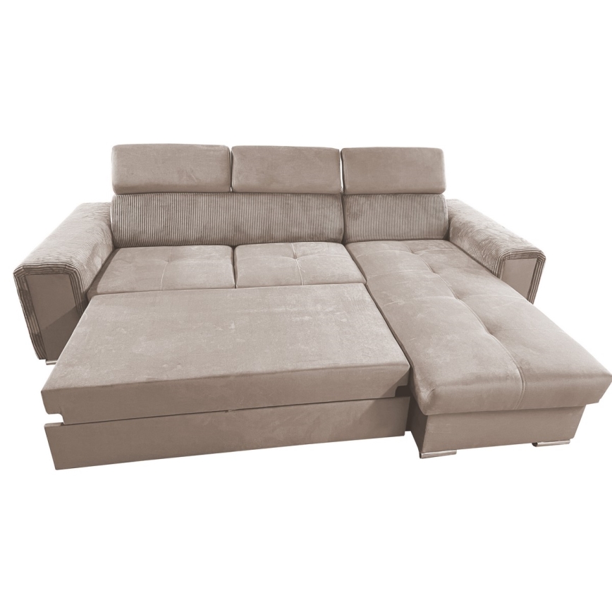 L-förmige, klappbare Universal-Ecksitzgruppe mit Stauraum SALVADA beige