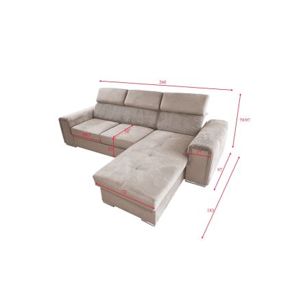 L-förmige, klappbare Universal-Ecksitzgruppe mit Stauraum SALVADA beige