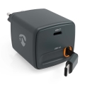 Ladegerät mit einziehbarem Kabel, Power Delivery 65 W, 2x USB-C, schwarz