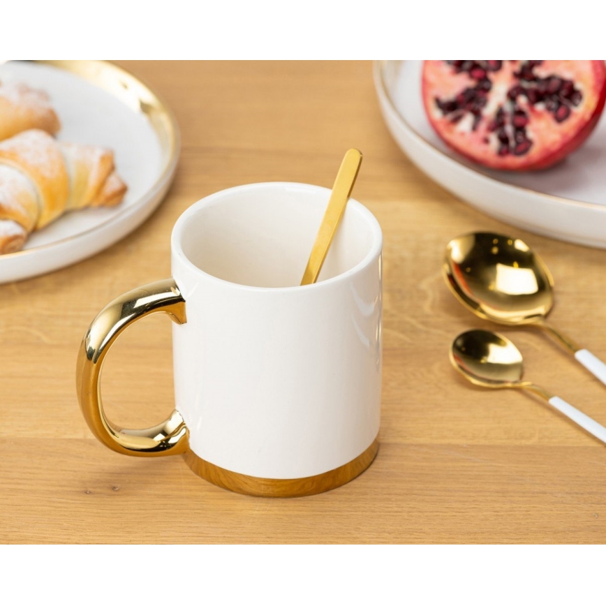 Becher mit Löffel LANA creme/gold