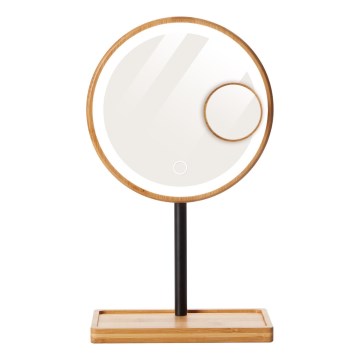 Lanaform - Dimmbarer Kosmetikspiegel mit LED-Beleuchtung, 5V USB, Bambus