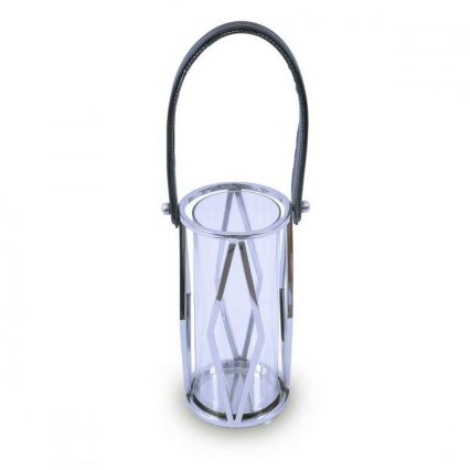 Laterne FRAGIL 26 cm glänzendes Chrom/schwarz