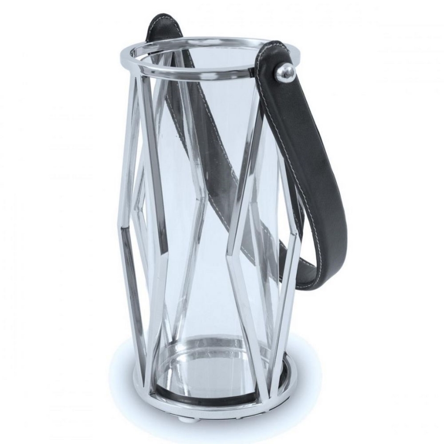 Laterne FRAGIL 26 cm glänzendes Chrom/schwarz