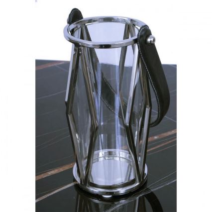 Laterne FRAGIL 26 cm glänzendes Chrom/schwarz
