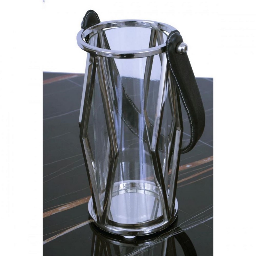 Laterne FRAGIL 26 cm glänzendes Chrom/schwarz