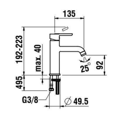 LAUFEN H3110810811201 - Waschtischarmatur LUA 19,2 cm matt Titan Schwarz