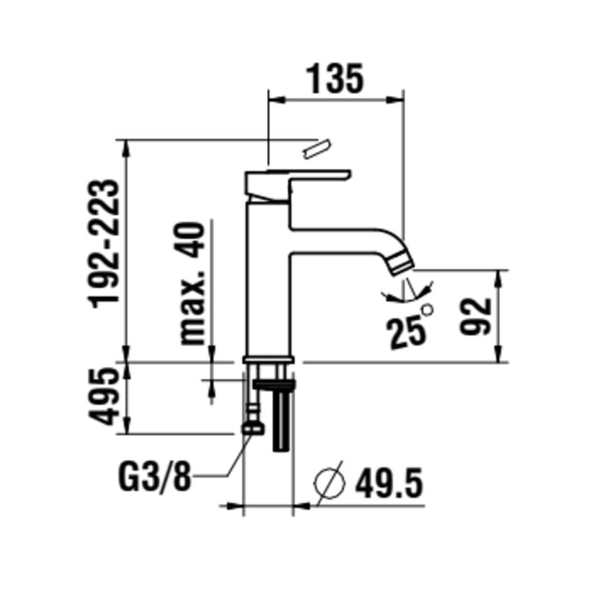 LAUFEN H3110810811201 - Waschtischarmatur LUA 19,2 cm matt Titan Schwarz