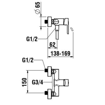 LAUFEN H3310810041311 - Duschgarnitur mit Mischbatterie LUA, glänzender Chrom