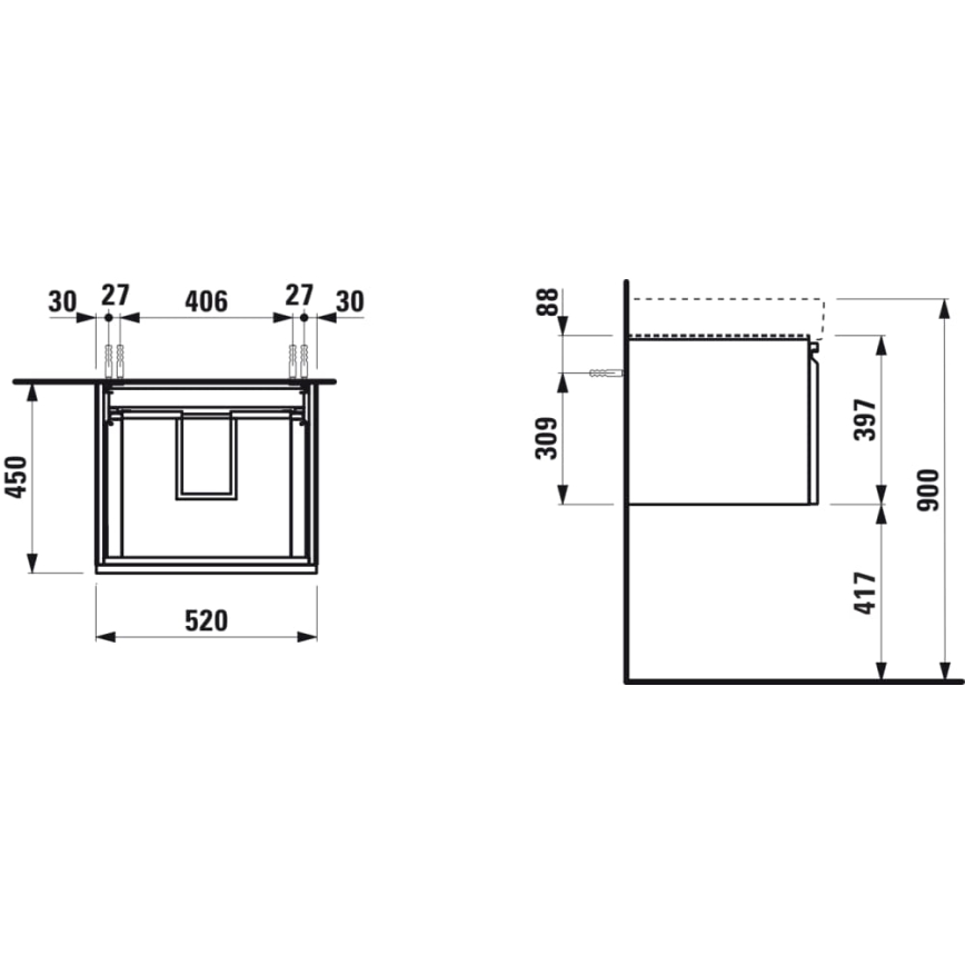 LAUFEN H4833510964751 - Waschtischunterschrank PRO 52 cm weiß