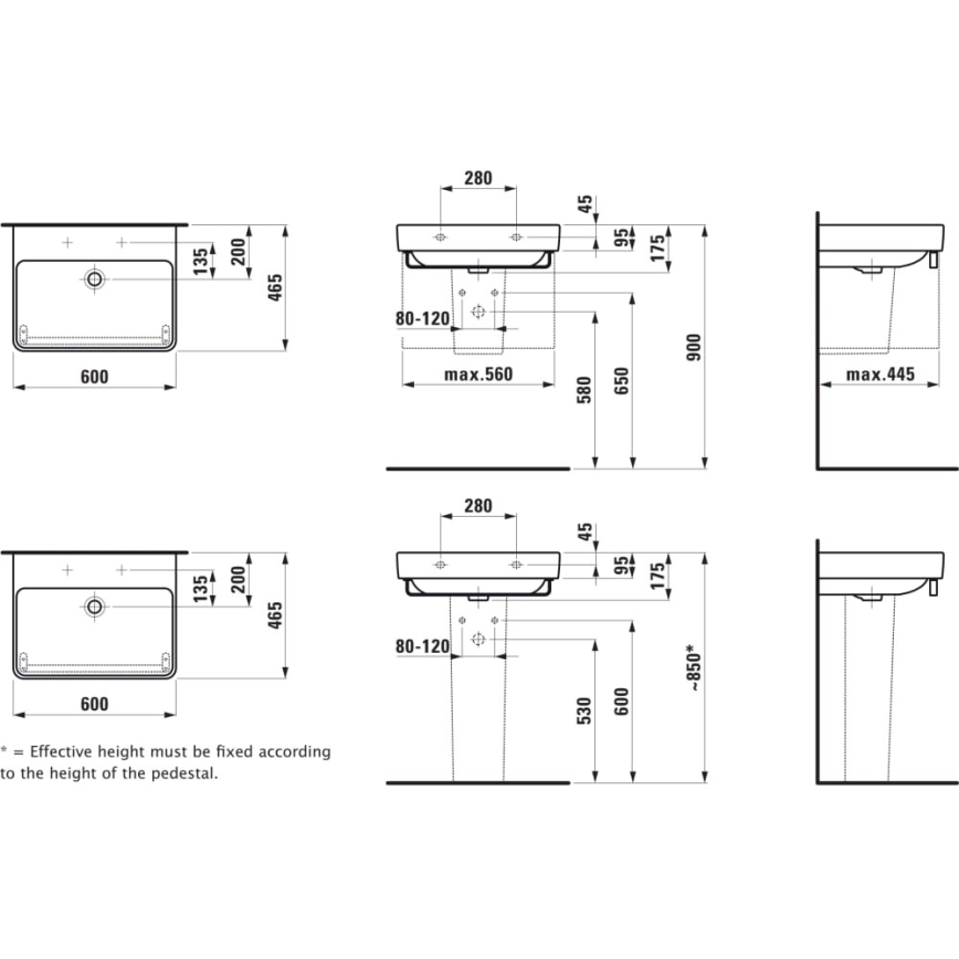 LAUFEN H8109630001091 - Aufsatz-/Hängewaschbecken PRO 60x46,5 cm Keramik/Weiß