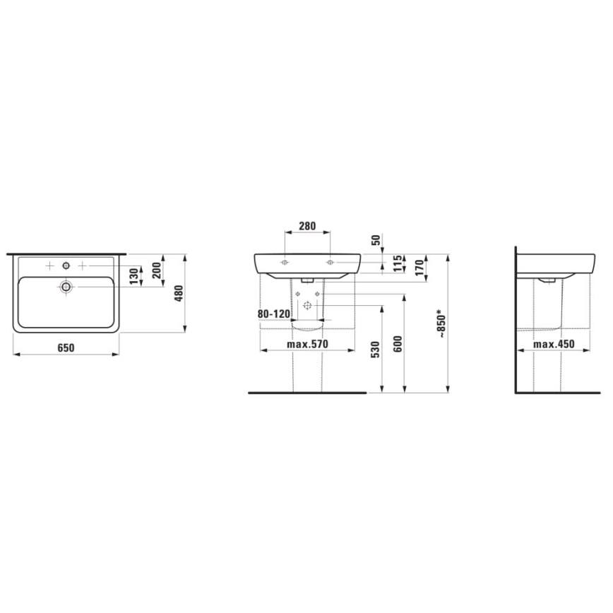 LAUFEN H8189530001041 - Aufsatz-/Hängewaschbecken PRO 65x48 cm Keramik/Weiß