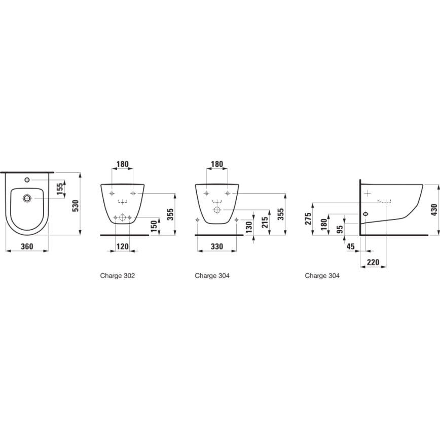 LAUFEN H8309520003021 - Wand-Bidet PRO, Keramik/weiß