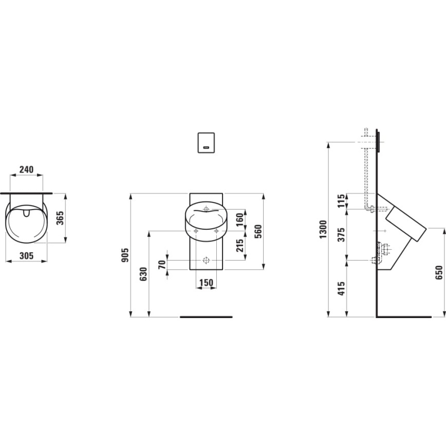 LAUFEN H8402857160001 - Urinal VAL, hinterer Wasseranschluss, hinterer Ablauf, Keramik/matt schwarz