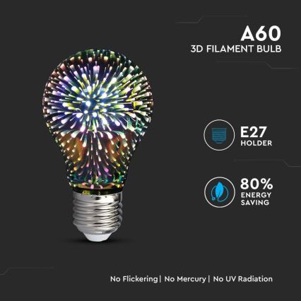 LED-3D-Dekoglühbirne FILAMENT A60 E27/3W/230V 3000K