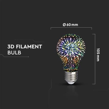 LED-3D-Dekoglühbirne FILAMENT A60 E27/3W/230V 3000K