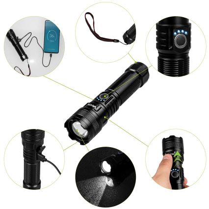 LED dimmbare wiederaufladbare Taschenlampe mit Powerbank-Funktion LED/10W/5V IPX4 600 lm 2000 mAh