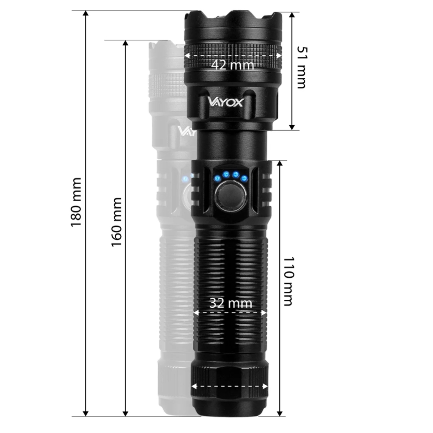 LED dimmbare wiederaufladbare Taschenlampe mit Powerbank-Funktion LED/10W/5V IPX4 600 lm 2000 mAh