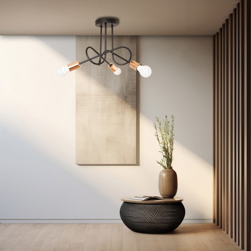 LED-Anbau-Deckenleuchte OXFORD 3xE27/15W/230V schwarz