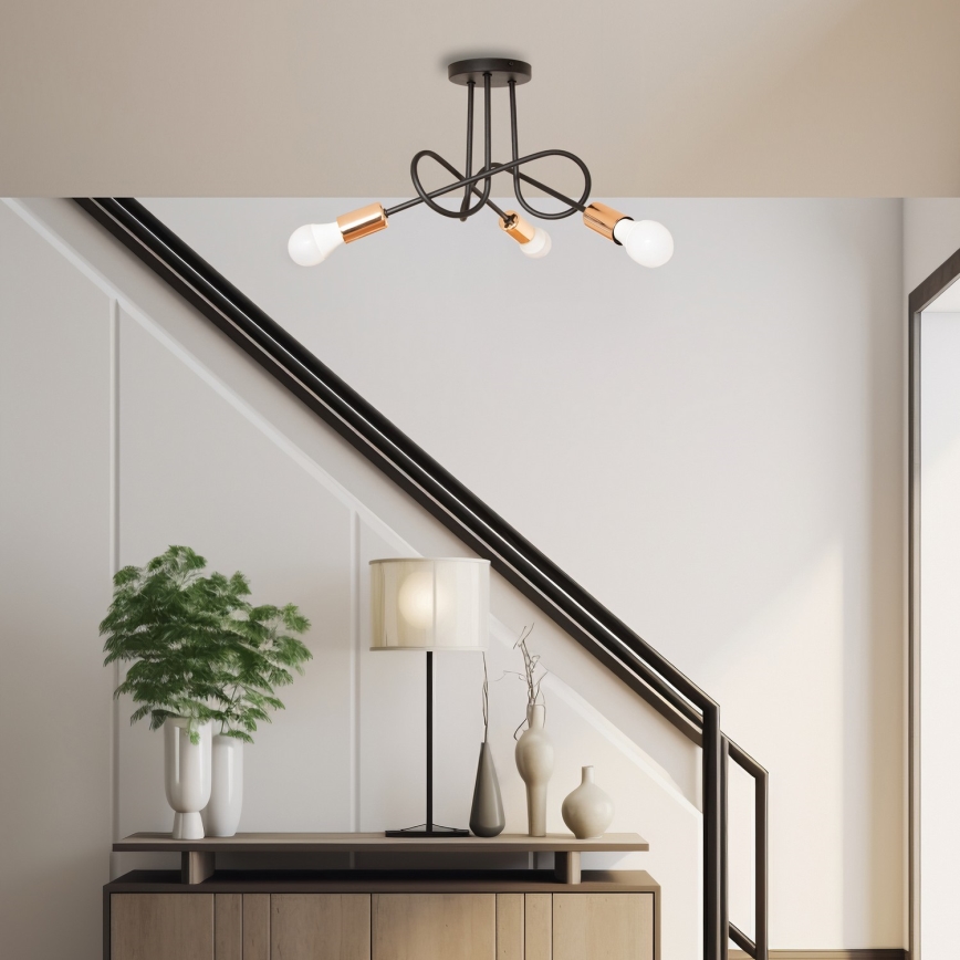 LED-Anbau-Deckenleuchte OXFORD 3xE27/15W/230V schwarz