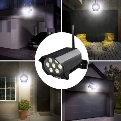 LED-Attrappe einer Sicherheitskamera mit Sensor und Solarpanel LED/5W/5,5V 800 mAh IP65 + Fernbedienung