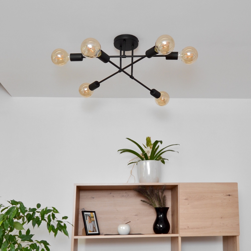 LED-Aufbauleuchte CAMBRIDGE 6xE27/8W/230V schwarz
