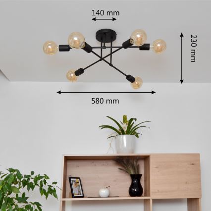 LED-Aufbauleuchte CAMBRIDGE 6xE27/8W/230V schwarz