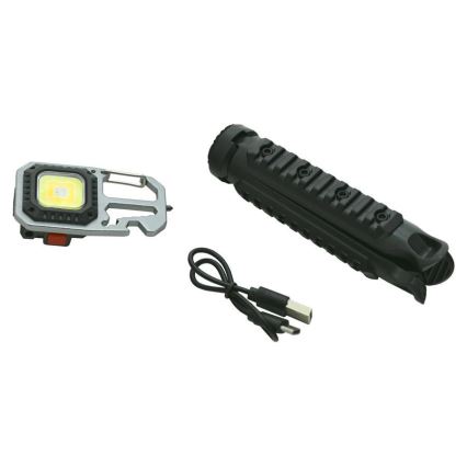 LED Aufladbar multifunktionell Taschenlampe mit Gestell LED/USB-C 400 mAh