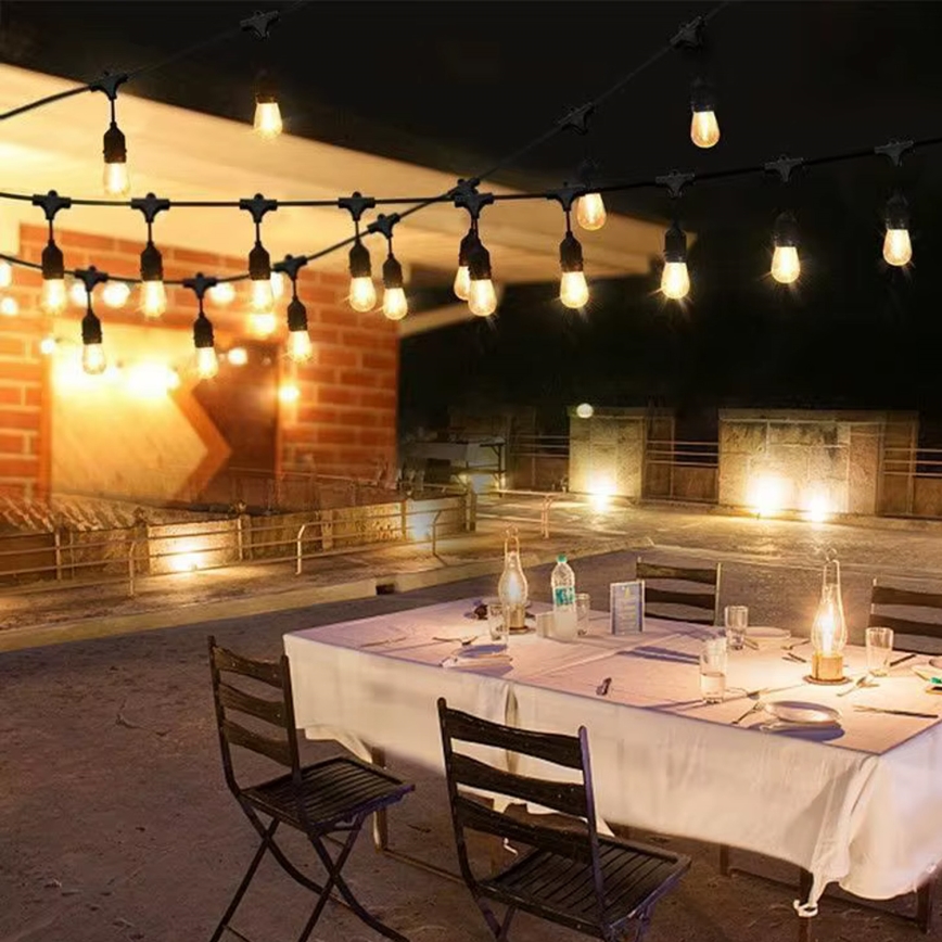 LED Außen-Dekorationskette 10xE27/1W/230V 10 m IP65 schwarz