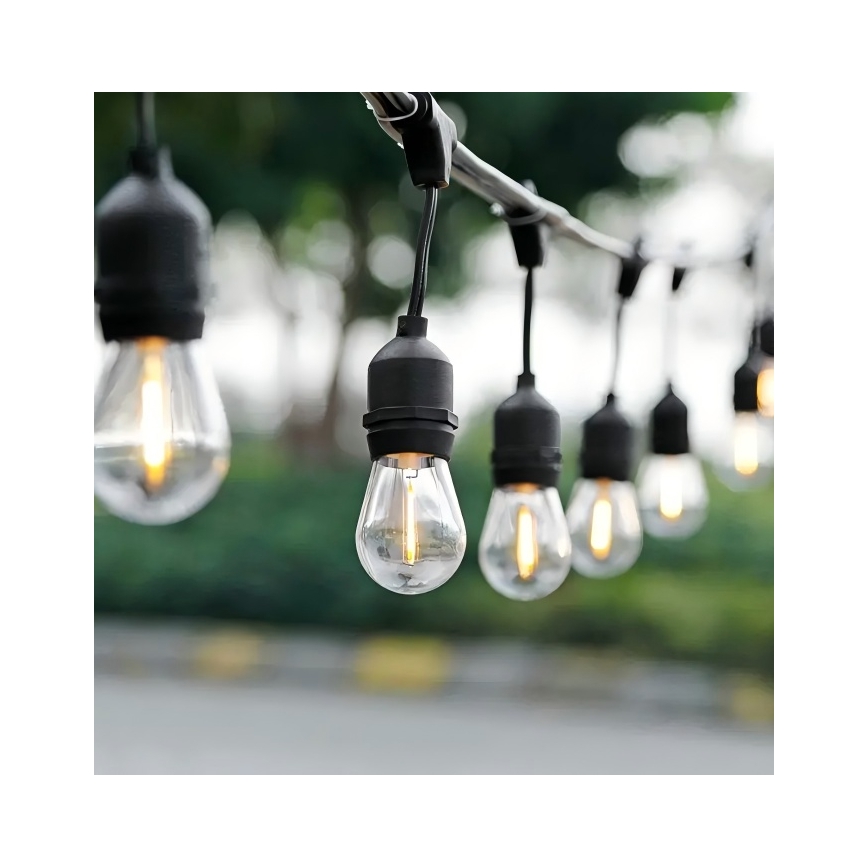 LED Außen-Dekorationskette 10xE27/1W/230V 10 m IP65 schwarz