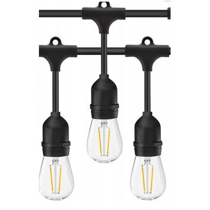 LED Außen-Dekorationskette 15xE27/1W/230V 15 m IP65 schwarz
