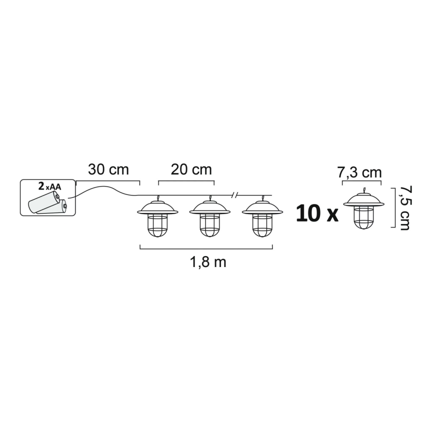 LED-Außen-Dekobeleuchtung LOFT 10xLED/2xAA