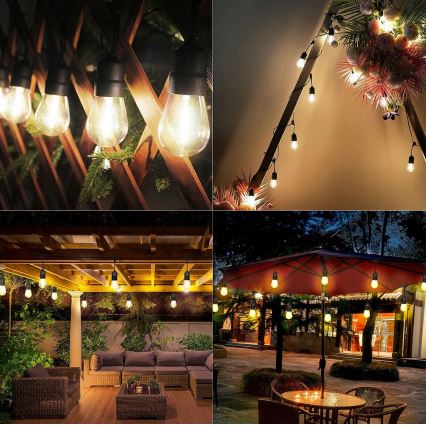 LED-Außen-Dekolichterkette 30xE27/1W/230V 16,44 m IP44 schwarz