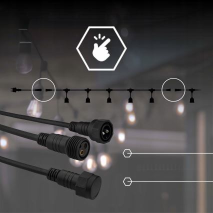 LED-Außen-Dekolichterkette 30xE27/1W/230V 16,44 m IP44 schwarz