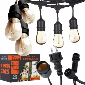 LED-Außen-Dekor-Lichterkette 20xE27/1W/230V 11,44 m IP44 schwarz