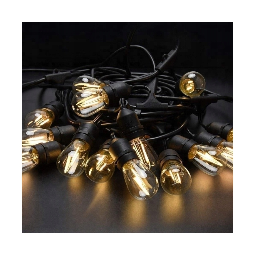 LED-Außen-Dekor-Lichterkette 20xE27/1W/230V 11,44 m IP44 schwarz