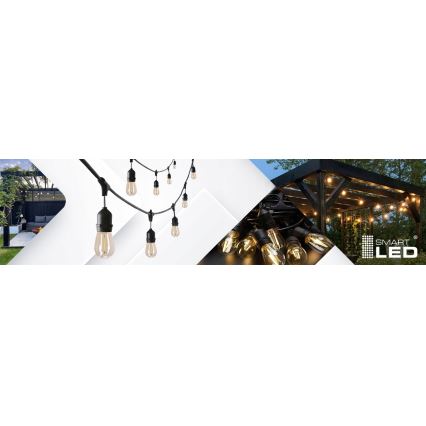 LED-Außen-Dekor-Lichterkette 20xE27/1W/230V 11,44 m IP44 schwarz