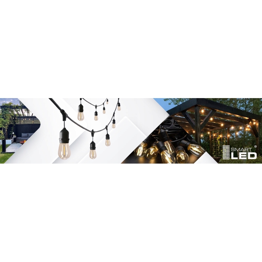LED-Außen-Dekor-Lichterkette 20xE27/1W/230V 11,44 m IP44 schwarz