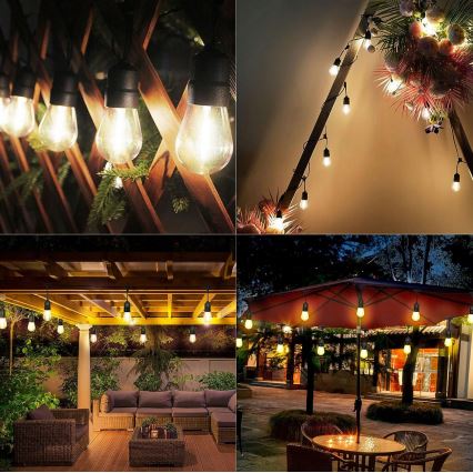 LED Außen-Dekorations-Lichterkette 10xE27/1W/230V 6,44 m IP44 schwarz