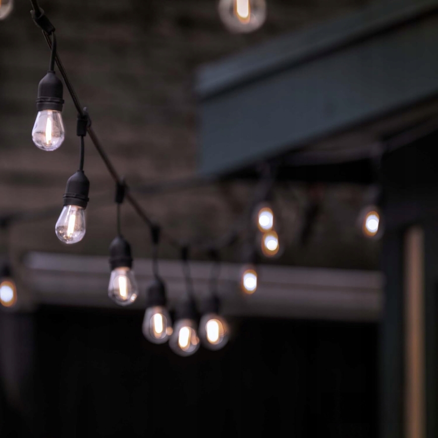 LED Außen-Dekorations-Lichterkette 10xE27/1W/230V 6,44 m IP44 schwarz