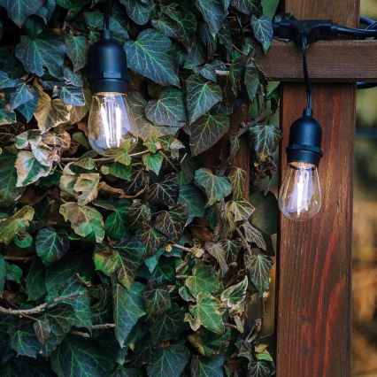 LED Außen-Dekorations-Lichterkette 10xE27/1W/230V 6,44 m IP44 schwarz