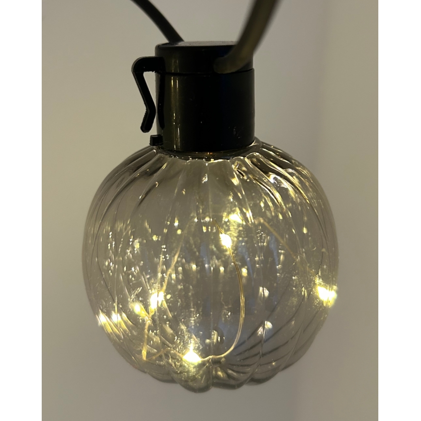 LED-Außen-Dekorations-Lichterkette 10xLED/0,15W/230V 6,8 m IP44 schwarz/rauchfarben