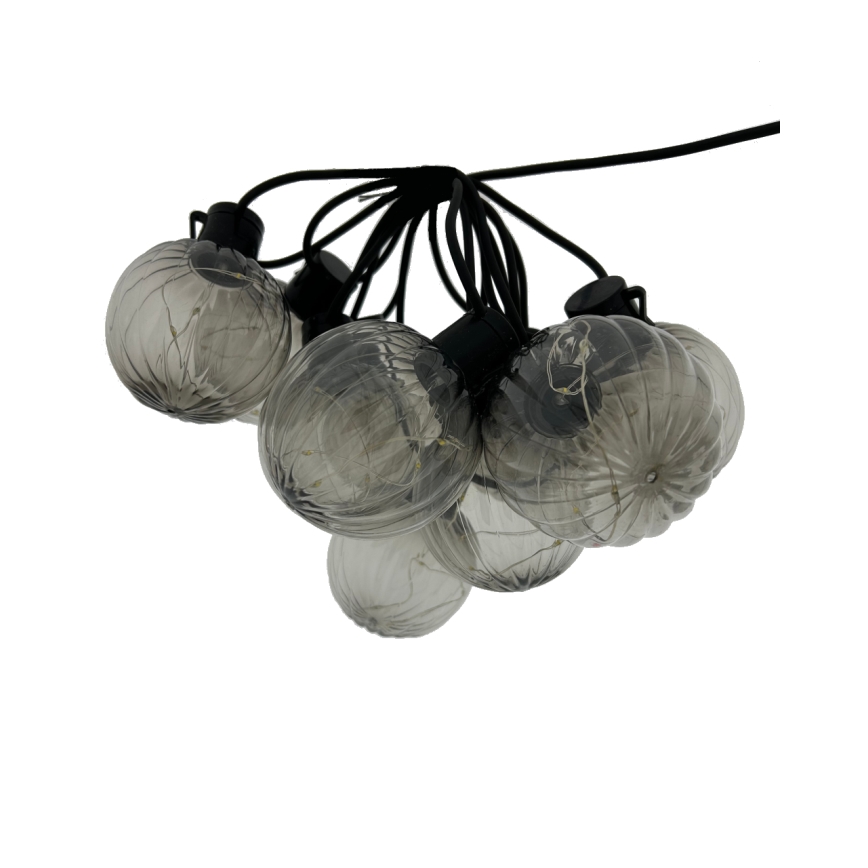 LED-Außen-Dekorations-Lichterkette 10xLED/0,15W/230V 6,8 m IP44 schwarz/rauchfarben