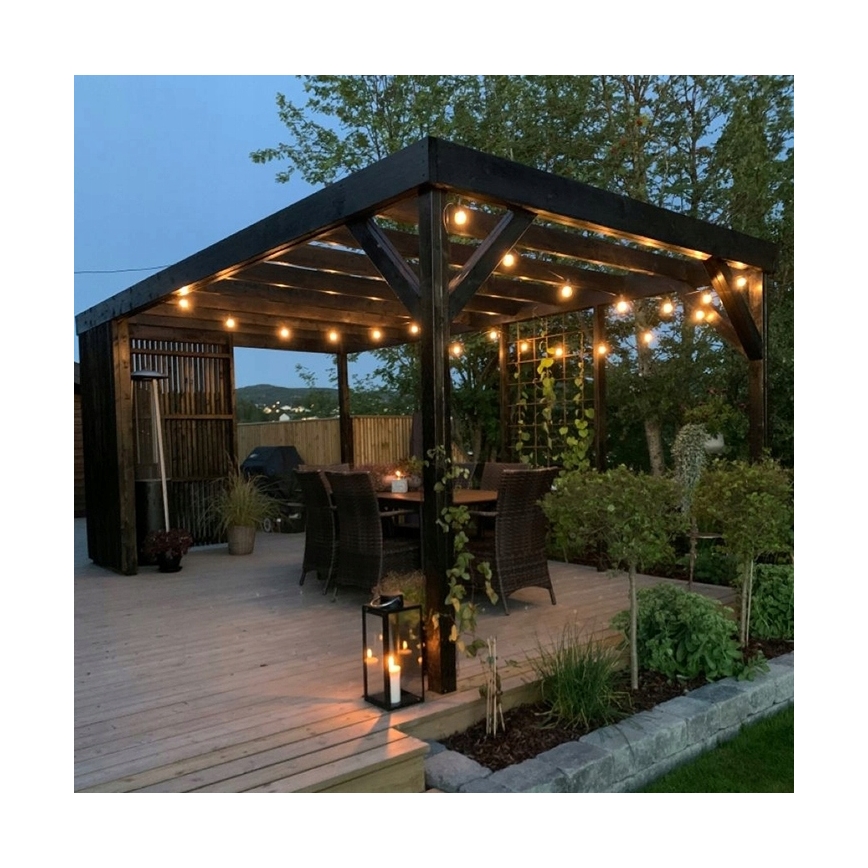 LED-Außen-Dekorations-Lichterkette 20xE27/1W/230V 20,94 m IP44 schwarz