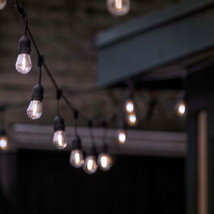 LED-Außen-Dekorationslichterkette 15xE27/1W/230V 15,94 m IP44 schwarz