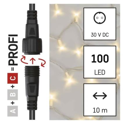 LED-Außen-Lichterkette 100xLED/10m IP44 warmweiß