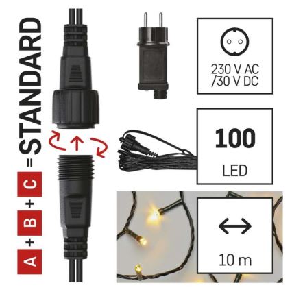 LED-Außen-Lichterkette 100xLED/15m IP44 warmweiß