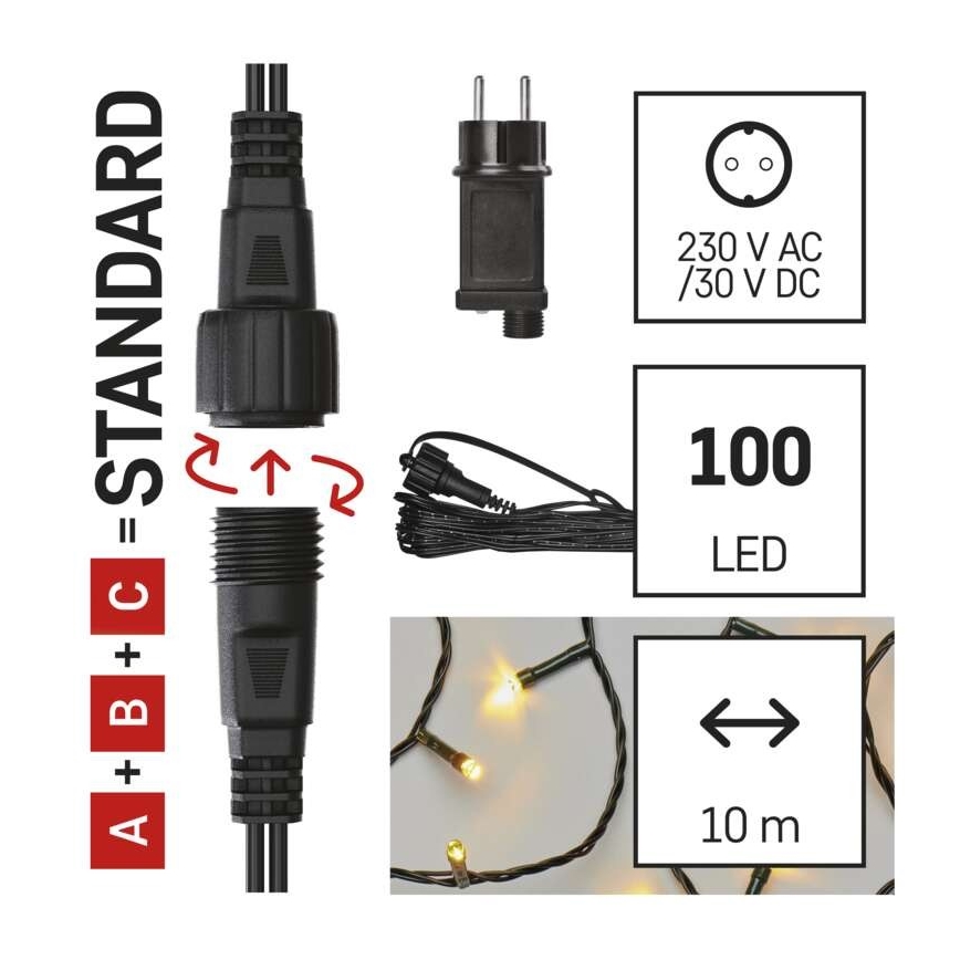 LED-Außen-Lichterkette 100xLED/15m IP44 warmweiß